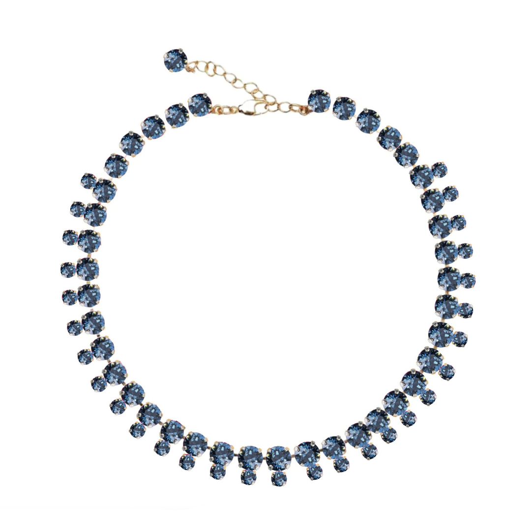 Collana Anna Wintour con swarovski blu jeans denim blue