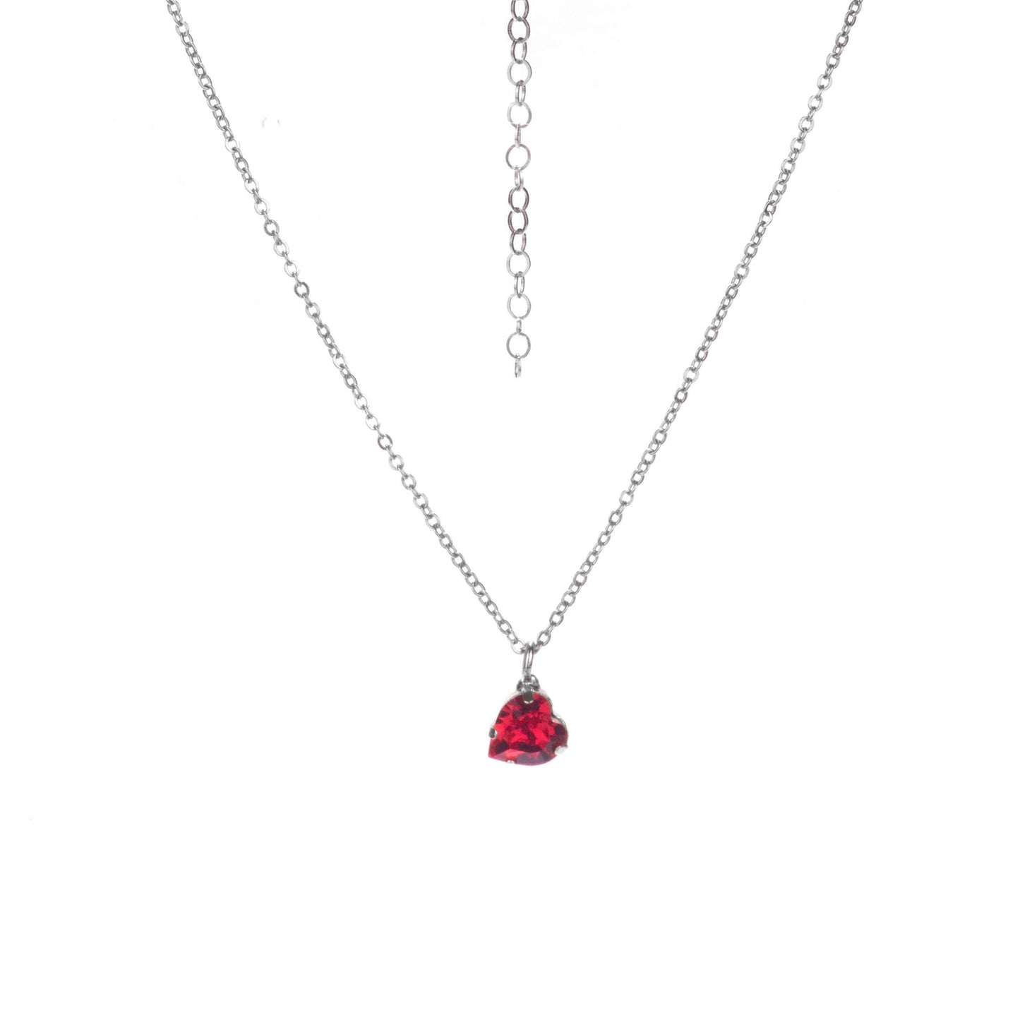 catenina con cuore rosso swarovski in argento