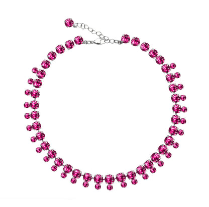 Collana anna wintour, collana stile anna wintour, collana doppio giro zirconi, collana ispirata a Anna wintour, collana come Anna wintour, collana pietre fucsia, collana doppio giro pietre fucsia, collana luminosa Anna wintour, collana con pietre fucsia, collana con pietre fucsia Anna wintour