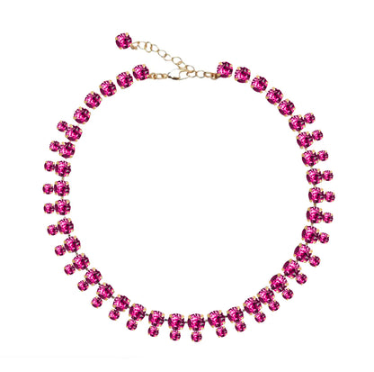 Collana anna wintour, collana stile anna wintour, collana doppio giro zirconi, collana ispirata a Anna wintour, collana come Anna wintour, collana pietre fucsia, collana doppio giro pietre fucsia, collana luminosa Anna wintour, collana con pietre fucsia, collana con pietre fucsia Anna wintour