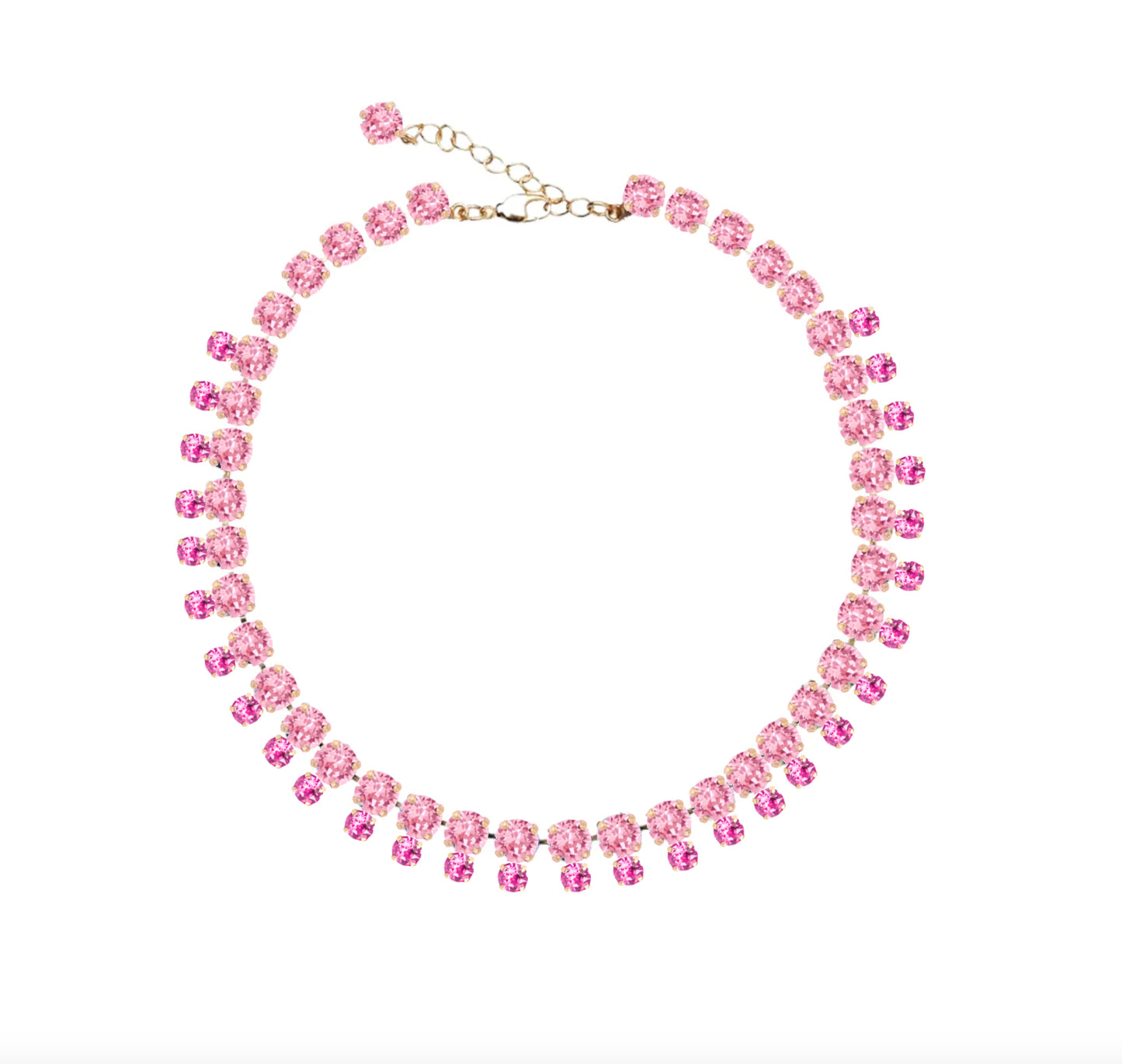 Collana anna wintour con swarovski colore rosa chiaro finitura dorata