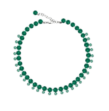 Collana anna wintour, collana stile anna wintour, collana doppio giro zirconi, collana ispirata a Anna wintour, collana come Anna wintour, collana pietre verde scuro, collana doppio giro pietre verde scuro, collana luminosa Anna wintour, collana con pietre verde scuro, collana con pietre verdi scure Anna wintour