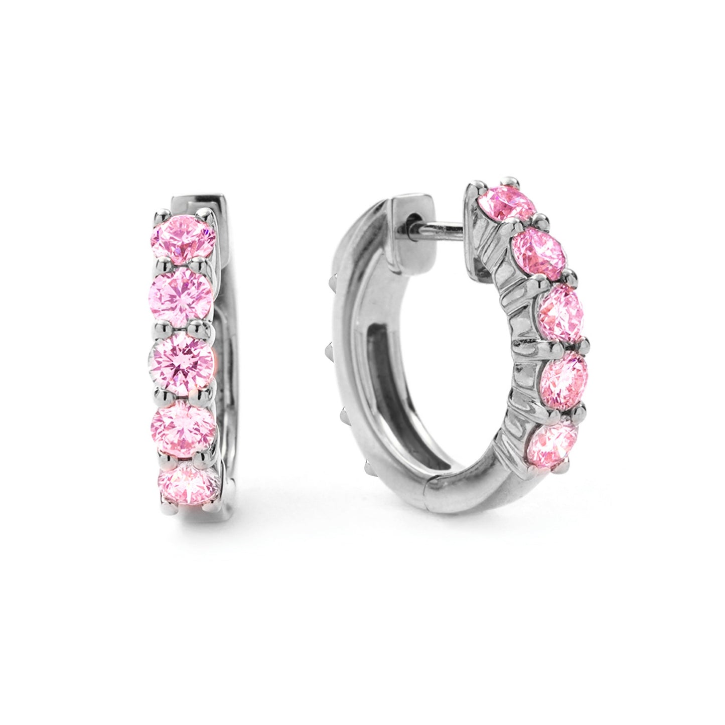 orecchini cerchietti argento 925 con zirconi rosa 