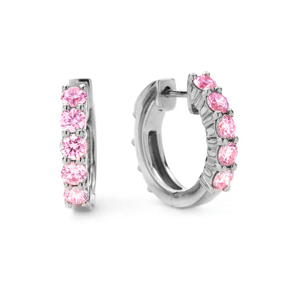 orecchini cerchietti argento 925 con zirconi rosa 