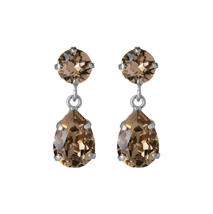 orecchini swarovski con goccia pendente colore greige