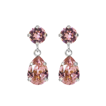 orecchini goccia swarovski pendente rosa finitura argento