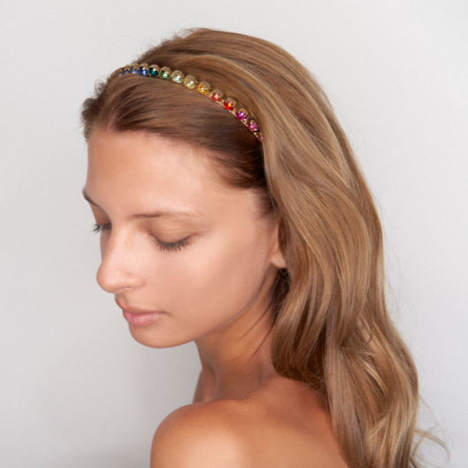 rainbow headband for gay pride with swarovski crystals